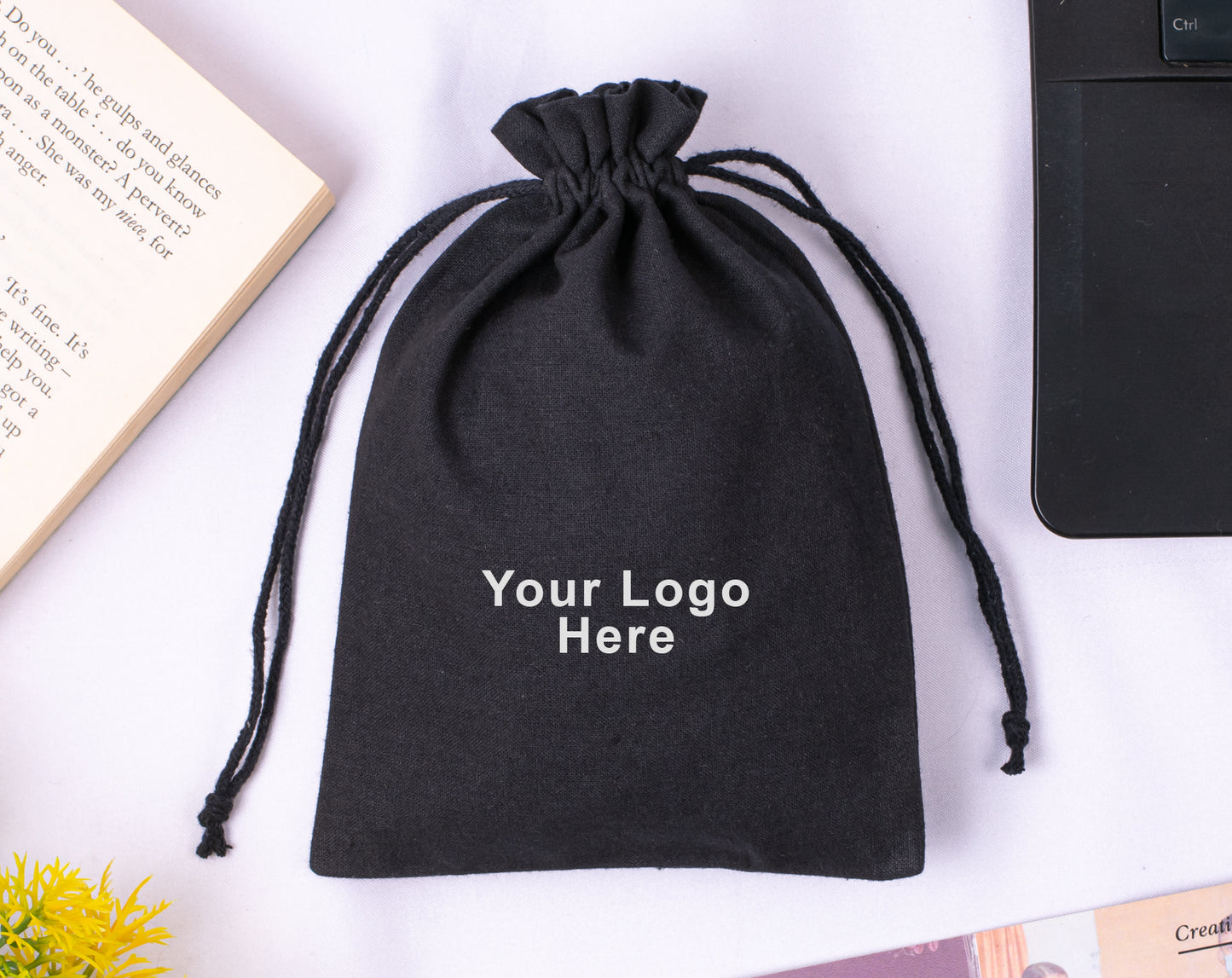 100pcs Cotton Drawstring Jewelry Pouches for Jewelry Packaging with Custom Logo