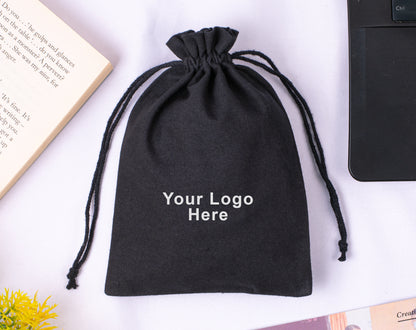 100pcs Cotton Drawstring Jewelry Pouches for Jewelry Packaging with Custom Logo