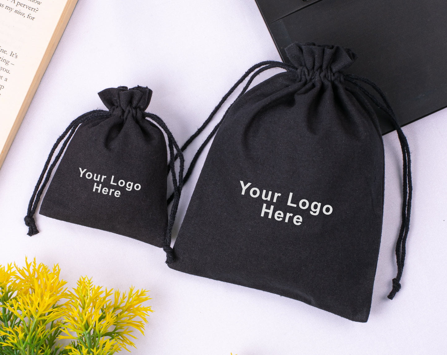 100pcs Cotton Drawstring Jewelry Pouches for Jewelry Packaging with Custom Logo