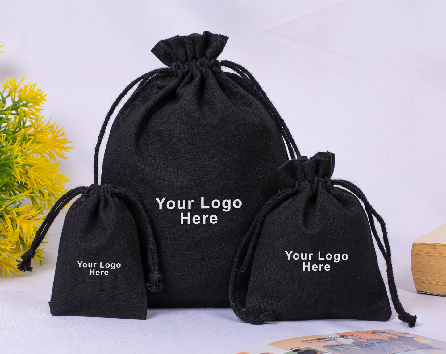 100pcs Cotton Drawstring Jewelry Pouches for Jewelry Packaging with Custom Logo