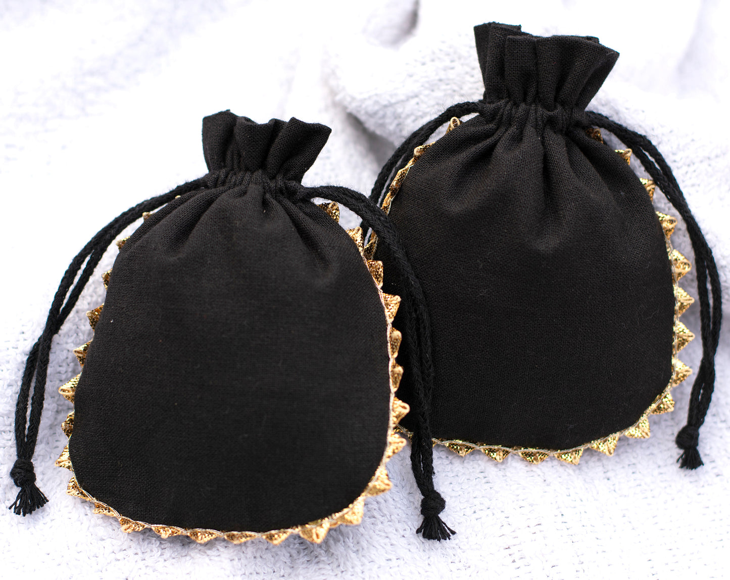 Pack of 100 - Onyx Black Designer Pouch With Logo For Jewelry Packaging in Bulk