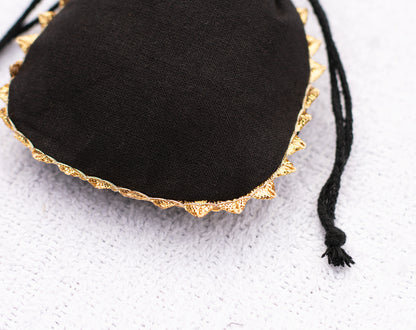 Pack of 100 - Onyx Black Designer Pouch With Logo For Jewelry Packaging in Bulk