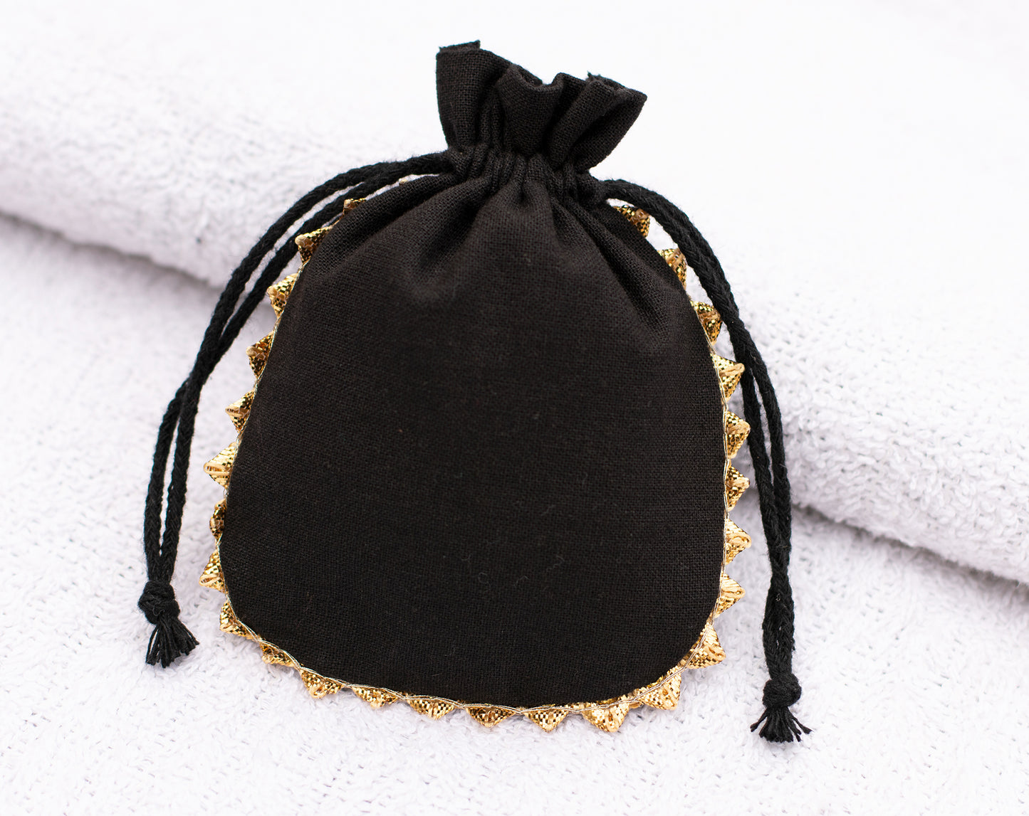 Pack of 100 - Onyx Black Designer Pouch With Logo For Jewelry Packaging in Bulk