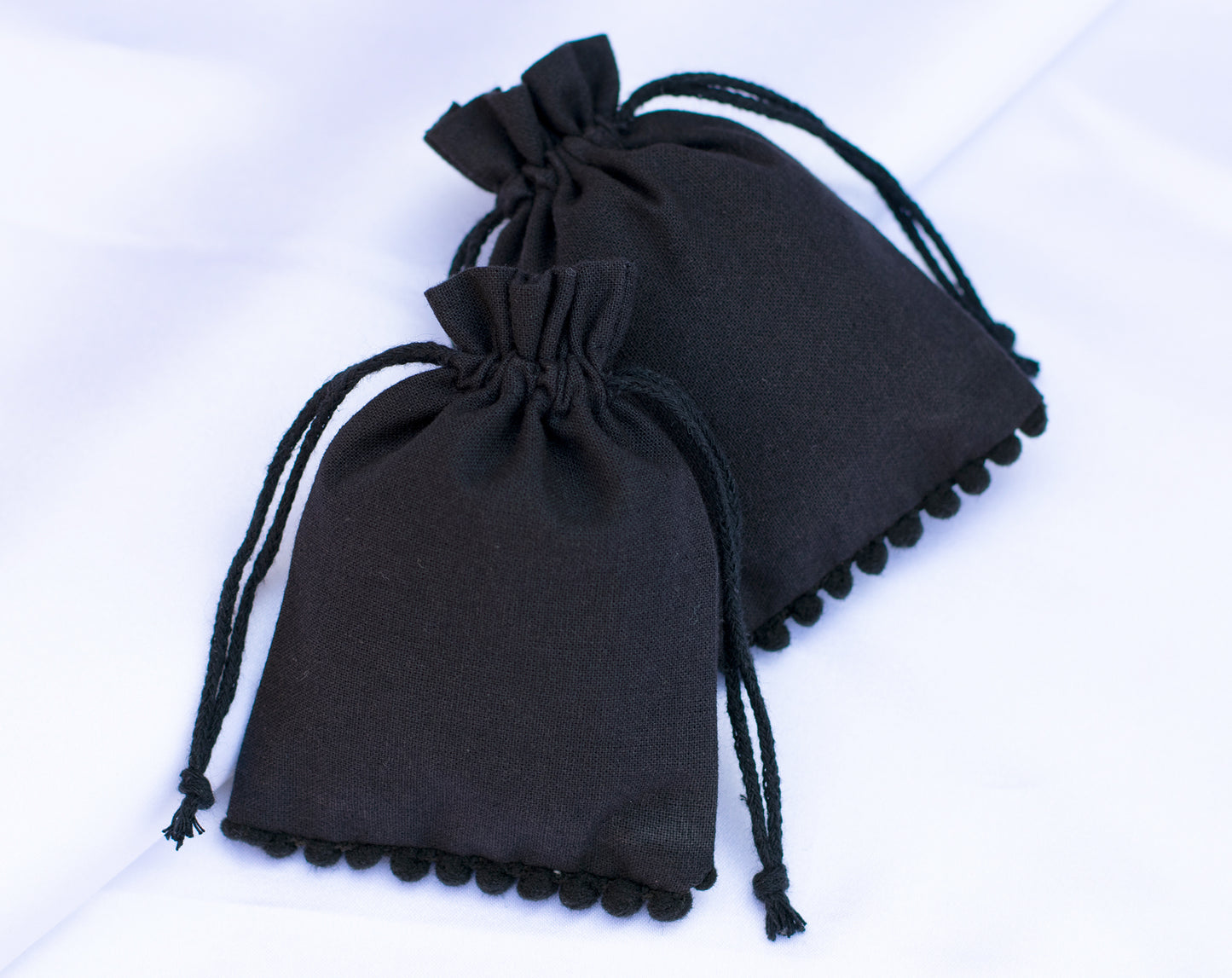 Pack of 100 - Black Designer Pouch With Logo For Jewelry Packaging in Bulk