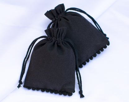 Pack of 100 - Black Designer Pouch With Logo For Jewelry Packaging in Bulk