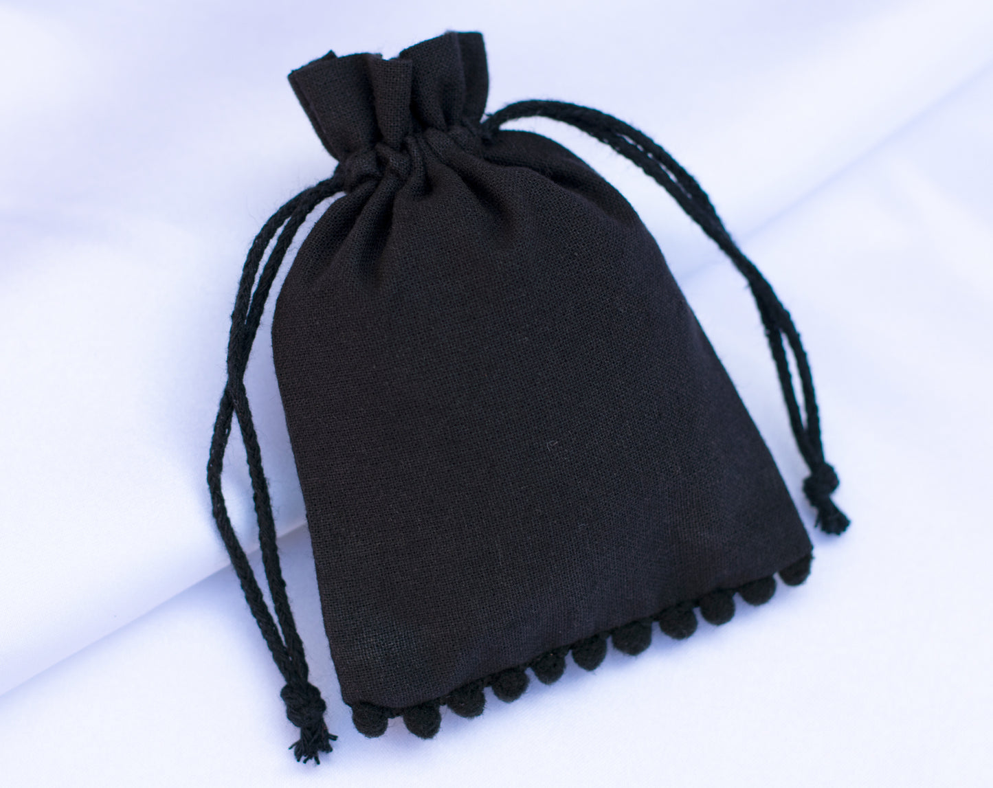 Pack of 100 - Black Designer Pouch With Logo For Jewelry Packaging in Bulk