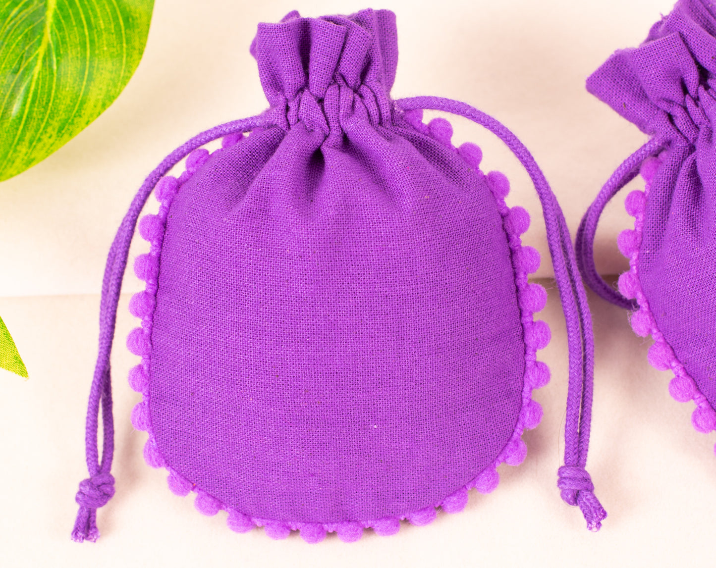 Pack of 100 - Purple Designer Pouch With Logo For Jewelry Packaging in Bulk