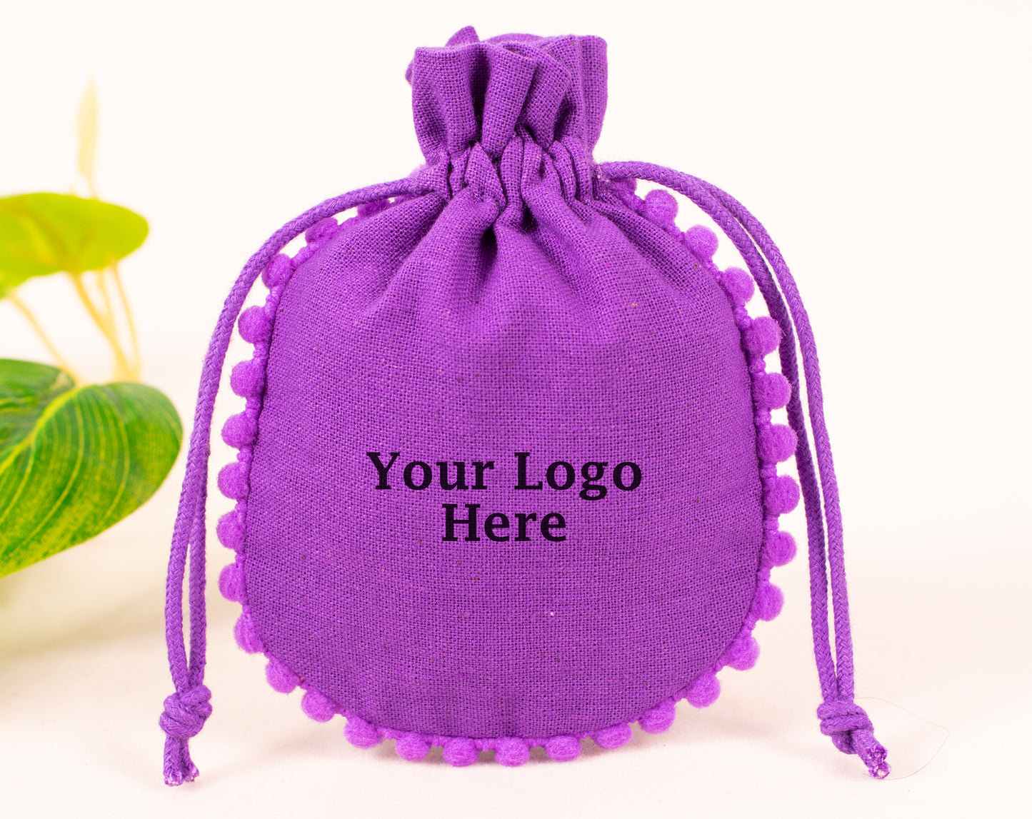 Pack of 100 - Purple Designer Pouch With Logo For Jewelry Packaging in Bulk