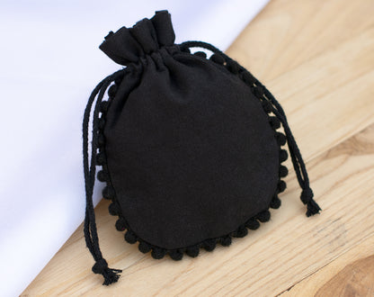 100pcs Black Cotton Drawstring Designer Pouch With Logo For Jewelry Packaging