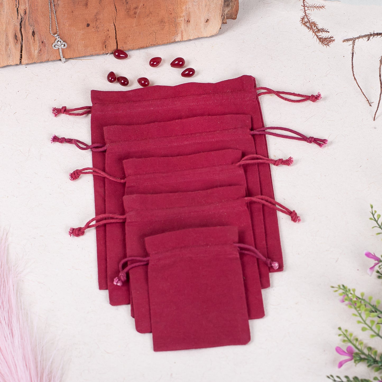 100pcs Custom Jewelry Pouches in 100% Pure Cotton with Logo, Bulk Orders Available