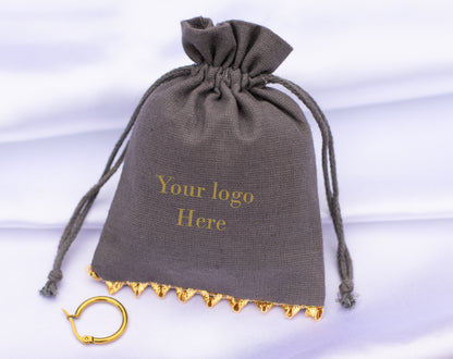 100pcs Golden Lace Designer Cotton Pouches With Logo For Sustainable Jewelry Packaging
