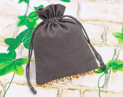 100pcs Golden Lace Designer Cotton Pouches With Logo For Sustainable Jewelry Packaging