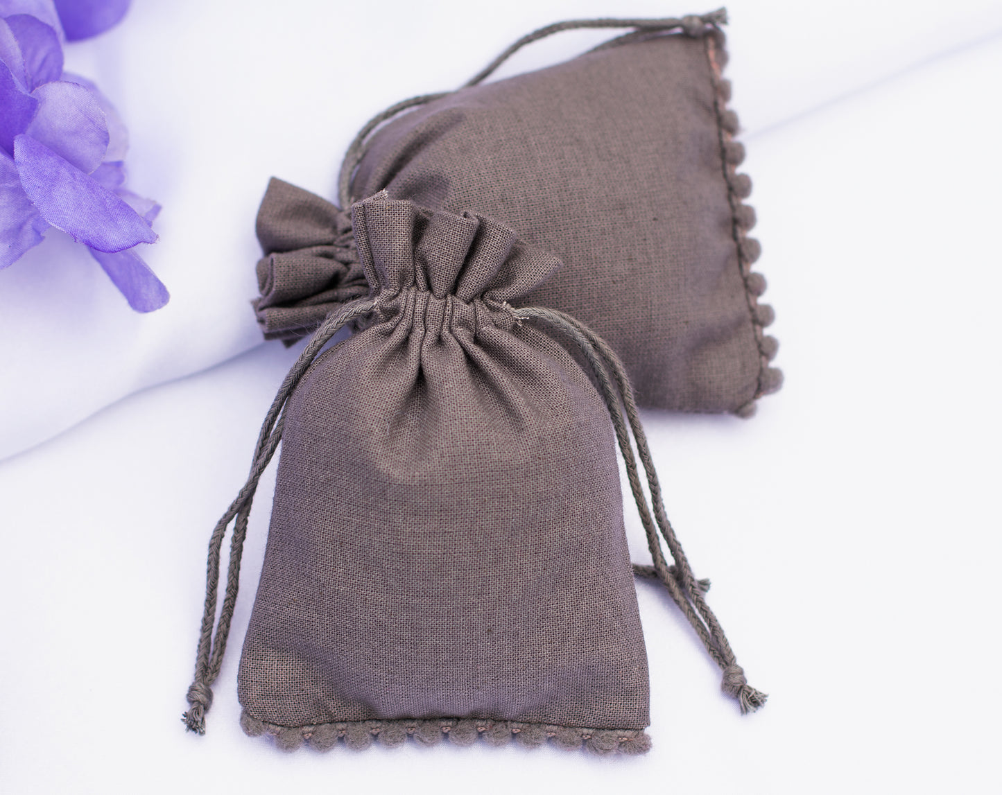 100pcs Natural Designer Cotton Pouches With Logo, Sustainable Jewelry Packaging & Gifting