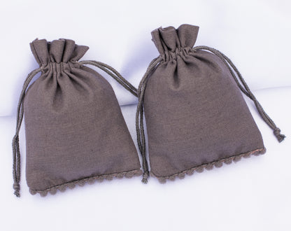 100pcs Natural Designer Cotton Pouches With Logo, Sustainable Jewelry Packaging & Gifting