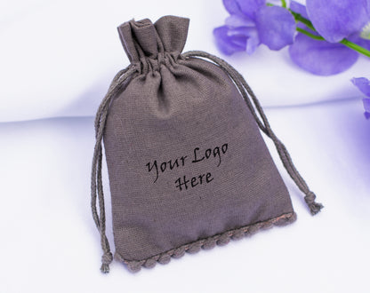 100pcs Natural Designer Cotton Pouches With Logo, Sustainable Jewelry Packaging & Gifting