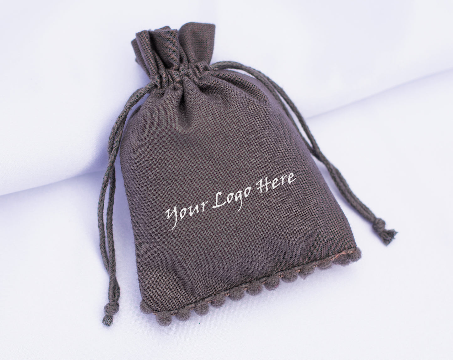 100pcs Natural Designer Cotton Pouches With Logo, Sustainable Jewelry Packaging & Gifting
