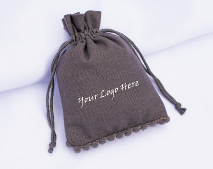 100pcs Natural Designer Cotton Pouches With Logo, Sustainable Jewelry Packaging & Gifting
