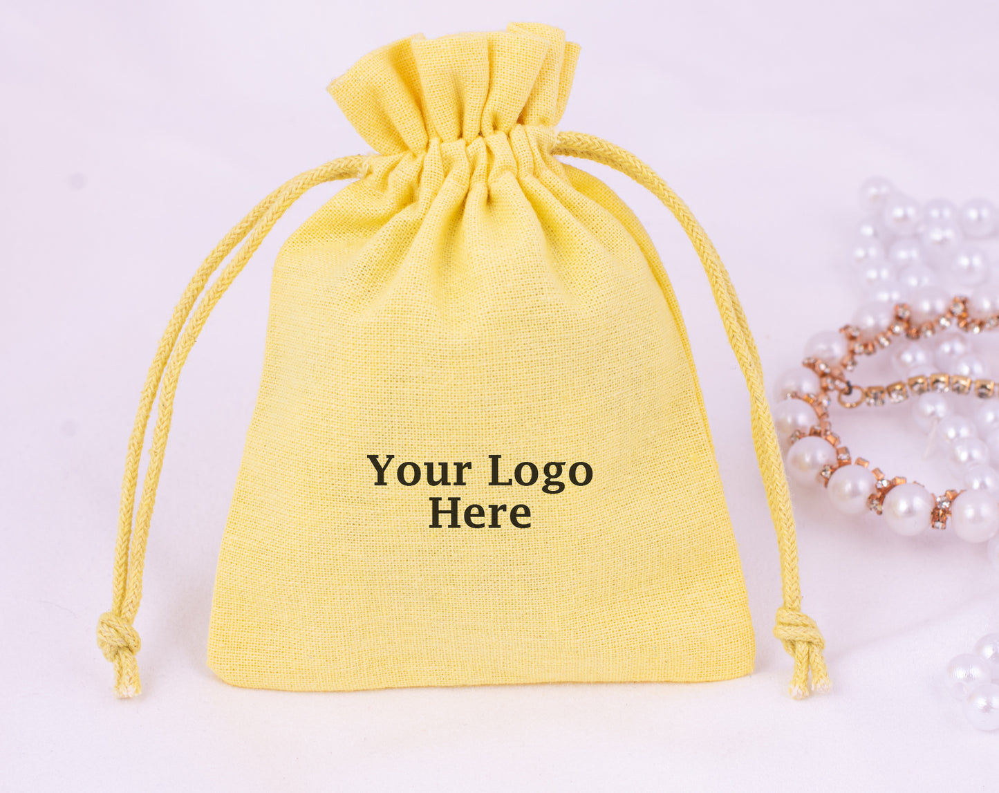 100pcs Custom Cotton Drawstring Pouches With Logo for Brand Packaging