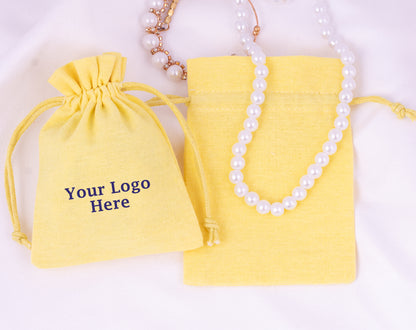 100pcs Custom Cotton Drawstring Pouches With Logo for Brand Packaging