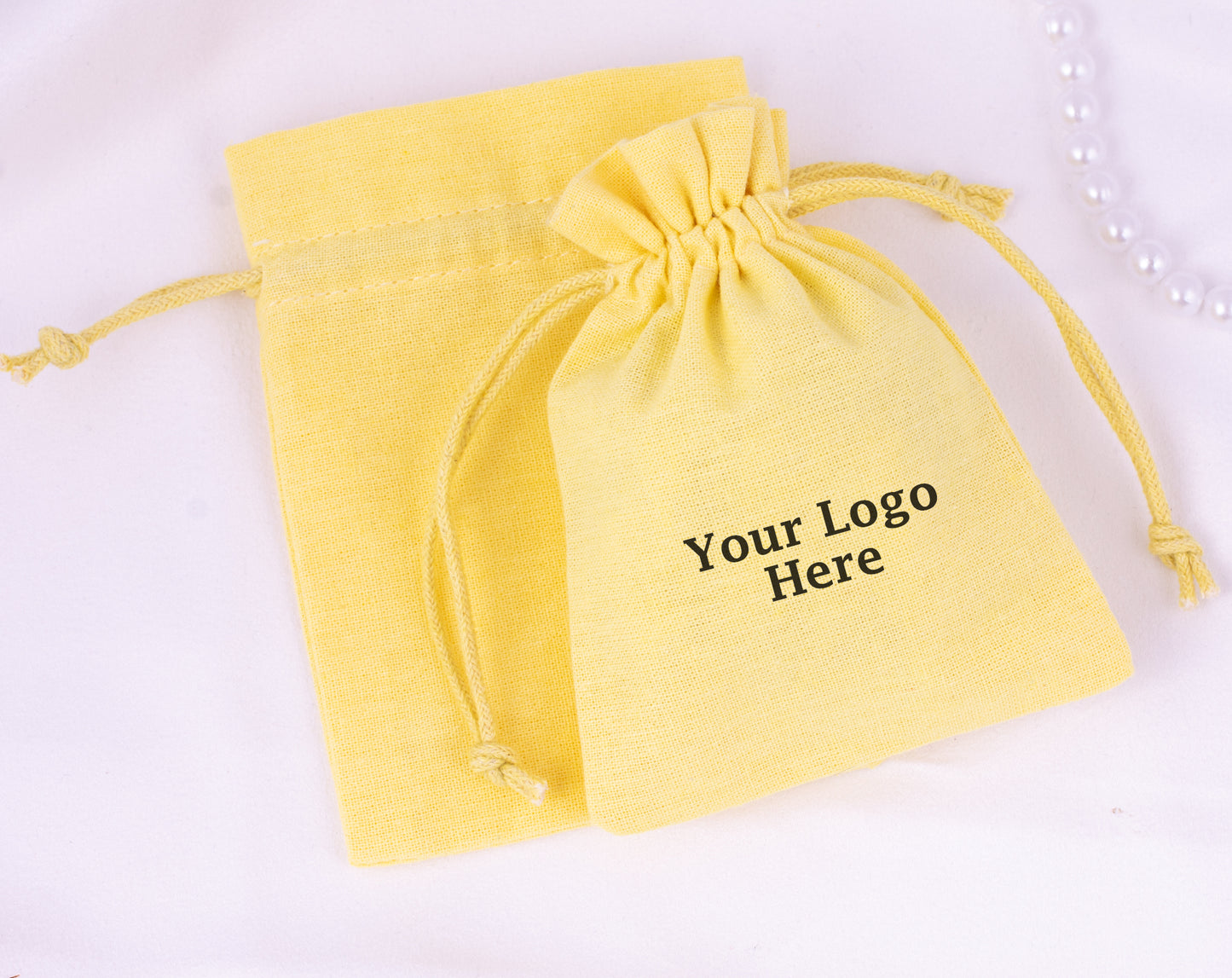 100pcs Custom Cotton Drawstring Pouches With Logo for Brand Packaging