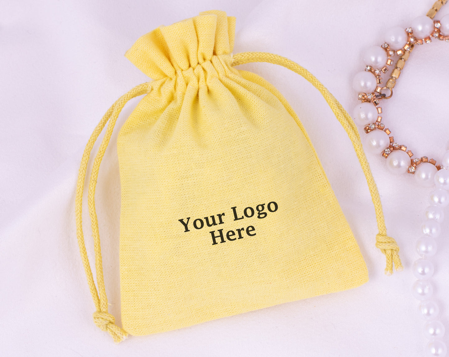 100pcs Custom Cotton Drawstring Pouches With Logo for Brand Packaging