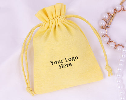 100pcs Custom Cotton Drawstring Pouches With Logo for Brand Packaging