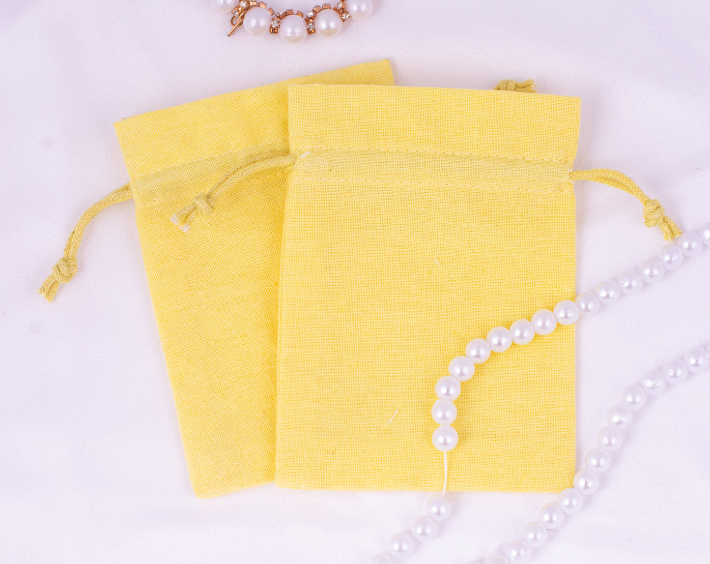 100pcs Custom Cotton Drawstring Pouches With Logo for Brand Packaging