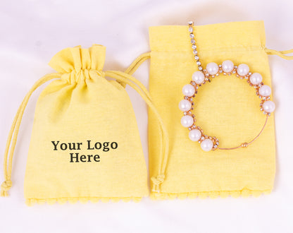 100pcs Custom Cotton Drawstring Pouches With Logo for Brand Packaging