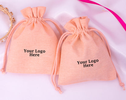 100% Pure Cotton Jewelry Drawstring Pouches With Logo in Wholesale & Bulk