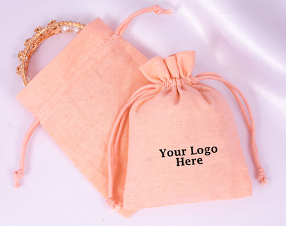 100% Pure Cotton Jewelry Drawstring Pouches With Logo in Wholesale & Bulk