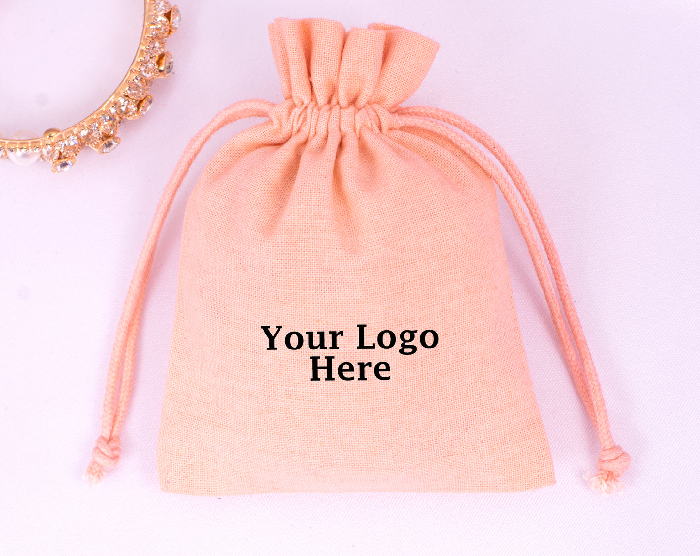 100% Pure Cotton Jewelry Drawstring Pouches With Logo in Wholesale & Bulk