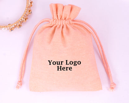 100% Pure Cotton Jewelry Drawstring Pouches With Logo in Wholesale & Bulk