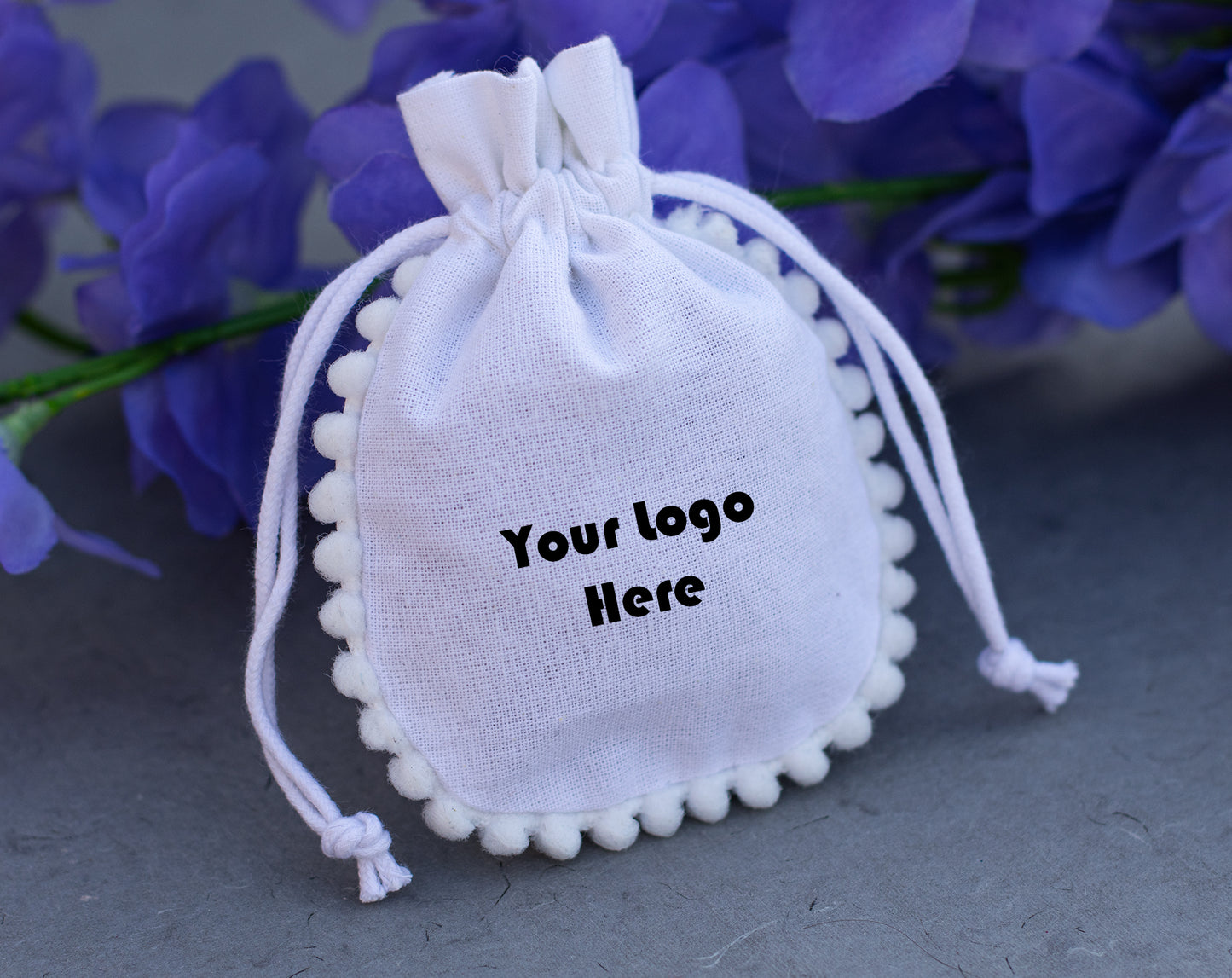 100pcs Organic Round Designer Pouch With Logo For Jewelry Packaging