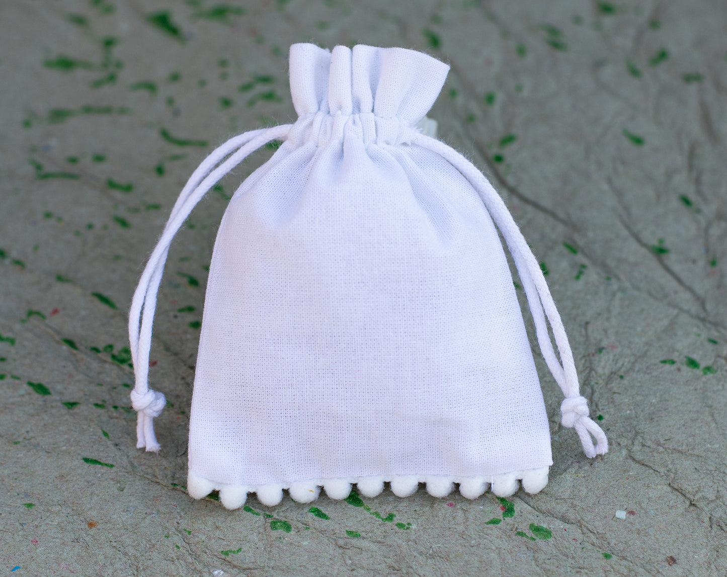 100pcs White Designer Cotton Pouches With Logo, Eco Friendly Jewelry Packaging