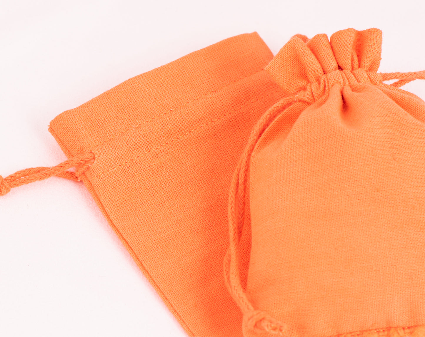 100pcs Orange Designer Cotton Pouches With Logo, Eco-Friendly Jewelry Pouches