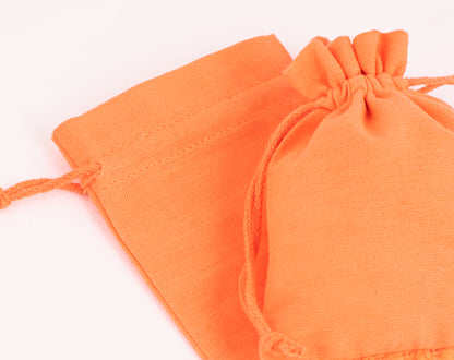 100pcs Orange Designer Cotton Pouches With Logo, Eco-Friendly Jewelry Pouches