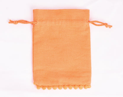 100pcs Orange Designer Cotton Pouches With Logo, Eco-Friendly Jewelry Pouches