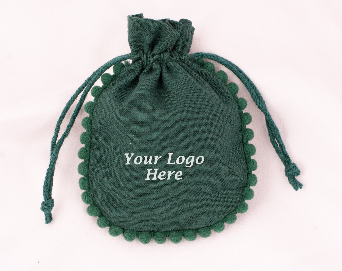 100pcs Round Green Cotton Drawstring Designer Pouch Wholesale