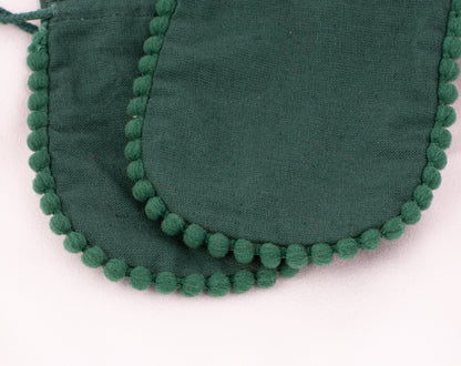 100pcs Round Green Cotton Drawstring Designer Pouch Wholesale