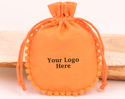 100pcs Drawstring Designer Cotton Pouch With Logo