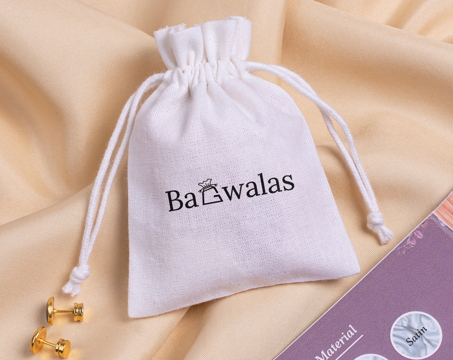 100pcs - White Cotton Drawstring Jewelry Pouch With Logo in Wholesale & Bulk