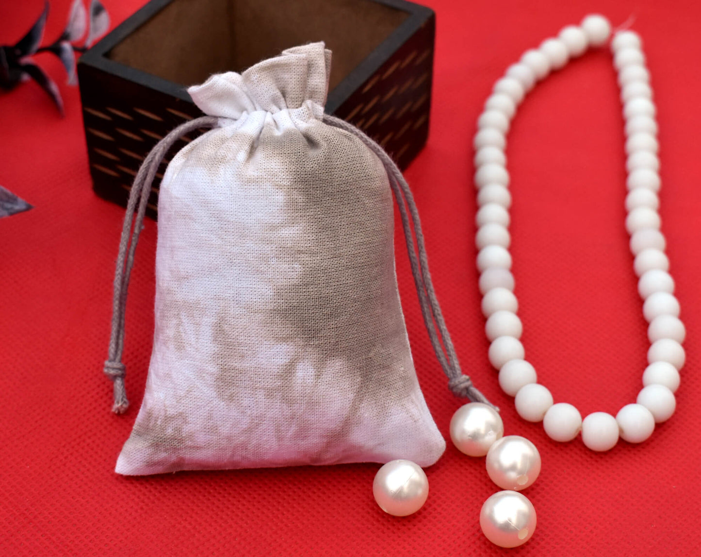 Pack of 100 - Light Lavender Gray Tie Dye Cotton Pouches With Logo