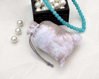 Pack of 100 - Light Lavender Gray Tie Dye Cotton Pouches With Logo