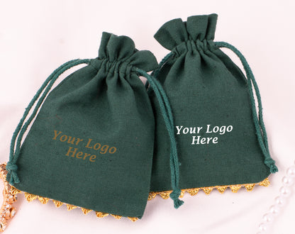 100pcs Premium Cotton Designer Pouches With Custom Logo for Jewelry Packaging