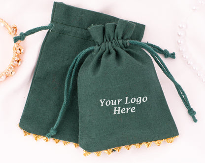 100pcs Premium Cotton Designer Pouches With Custom Logo for Jewelry Packaging