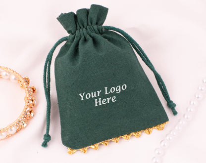 100pcs Premium Cotton Designer Pouches With Custom Logo for Jewelry Packaging