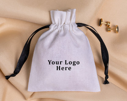 100pcs - White Cotton Custom Drawstring Bags With Logo in Wholesale & Bulk