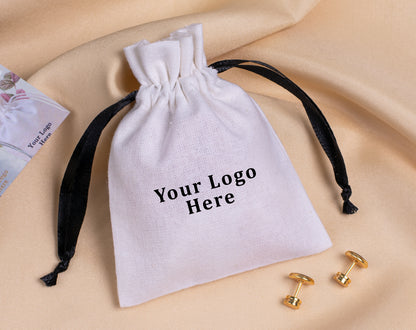 100pcs - White Cotton Custom Drawstring Bags With Logo in Wholesale & Bulk