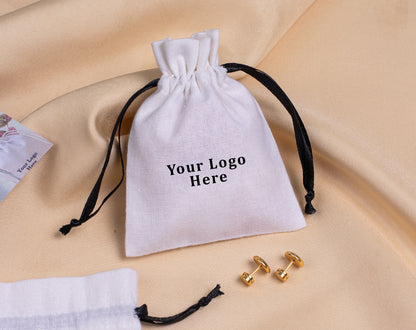 100pcs - White Cotton Custom Drawstring Bags With Logo in Wholesale & Bulk