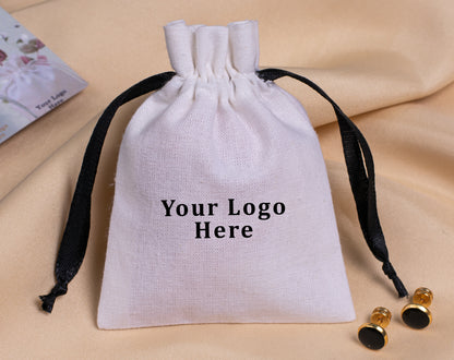 100pcs - White Cotton Custom Drawstring Bags With Logo in Wholesale & Bulk